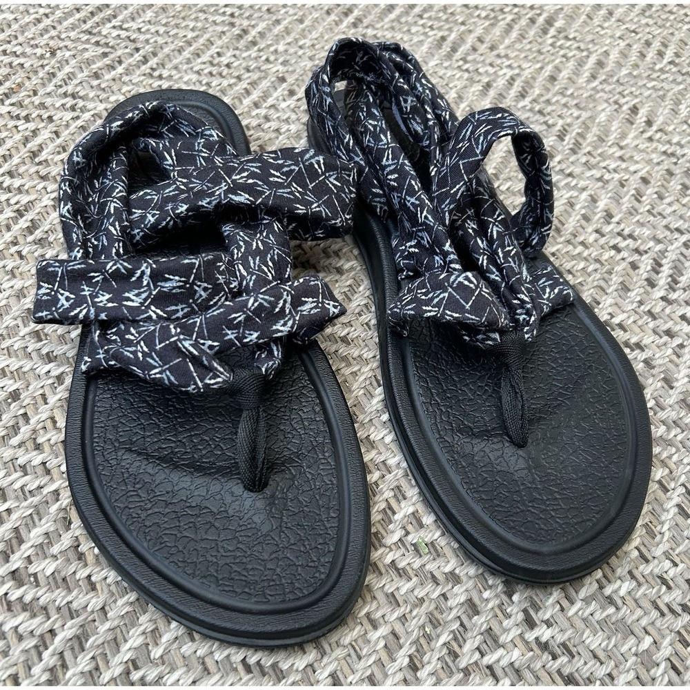 Sanuk Womens Yoga Sling Thong Sandals Yoga Mat Blue Flats Size 10 Flip Flop